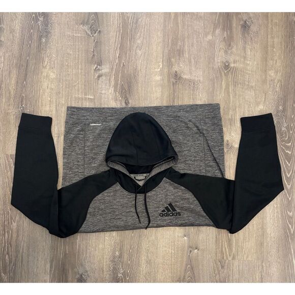 Adidas Mens Climawarm Pullover Hoodie Black/Gray Size 2XL - Picture 1 of 3